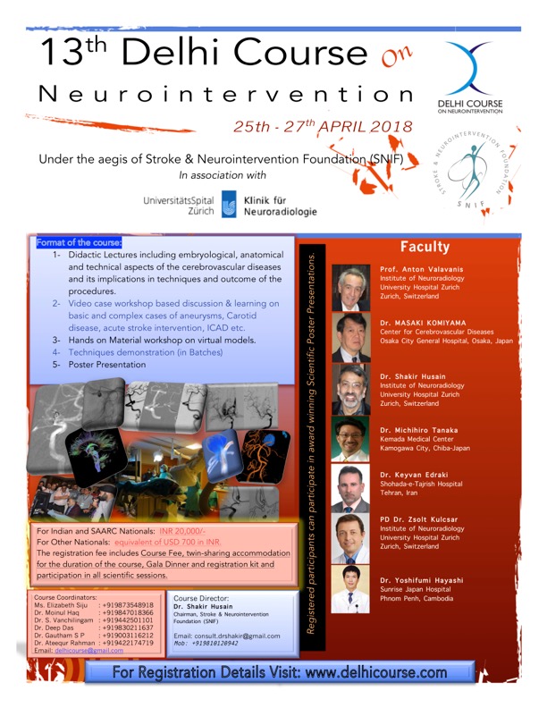 13th Delhi Course on Neurointervention - flyer